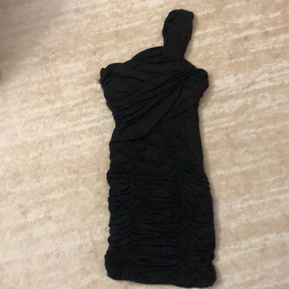 Bebe ruched one shoulder LBD